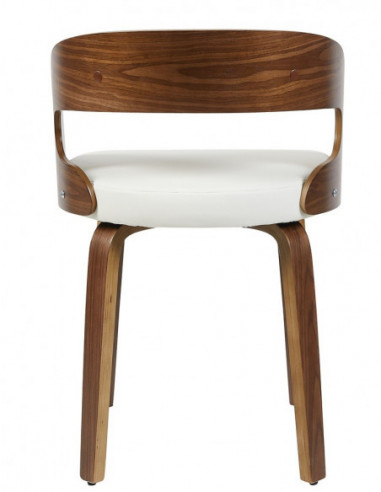 Sillón LOARRE, fijo, madera, similpiel blanca