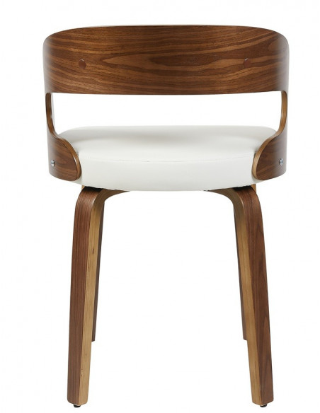 Sillón LOARRE, fijo, madera, similpiel blanca