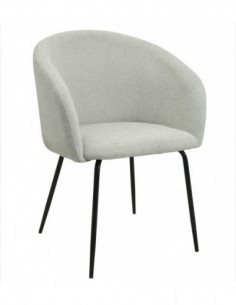 Sillón LAUREN, metal, tapizado tejido linen gris claro