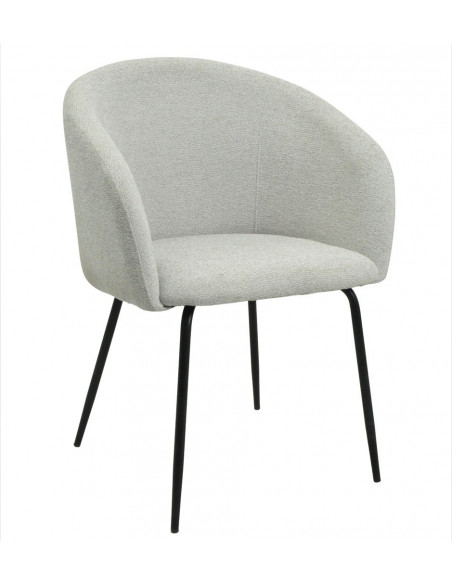 Sillón LAUREN, metal, tapizado tejido linen gris claro