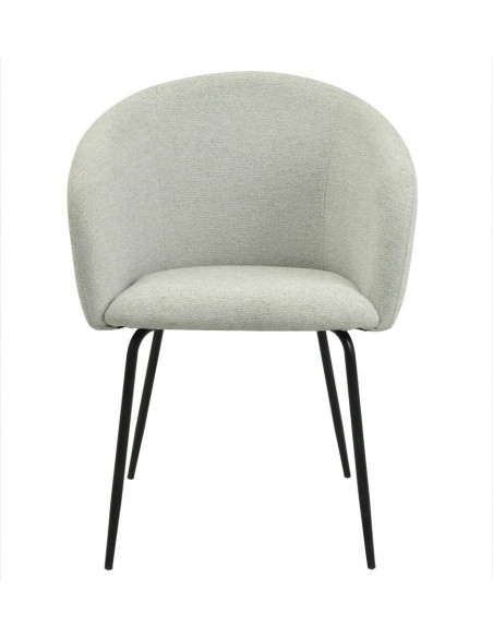 Sillón LAUREN, metal, tapizado tejido linen gris claro