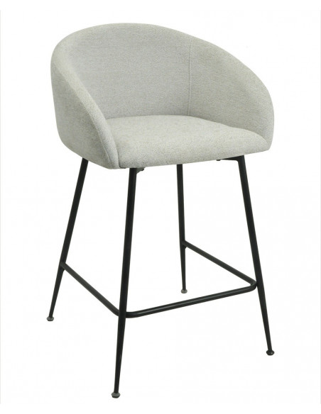 Taburete LAUREN, metal, tapizado tejido linen gris claro