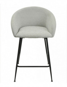 Taburete LAUREN, metal, tapizado tejido linen gris claro 2