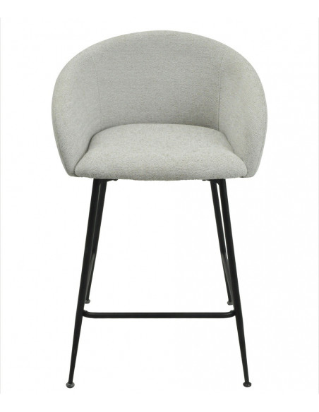 Taburete LAUREN, metal, tapizado tejido linen gris claro