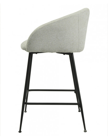 Taburete LAUREN, metal, tapizado tejido linen gris claro