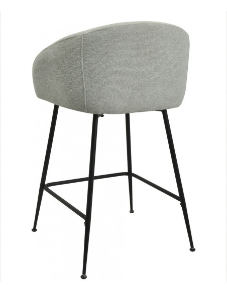 Taburete LAUREN, metal, tapizado tejido linen gris claro