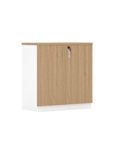 Armario AREZZO 80, bajo, 2 puertas, blanco y roble
