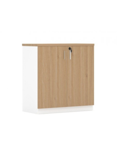 Armario AREZZO 80, bajo, 2 puertas, blanco y roble