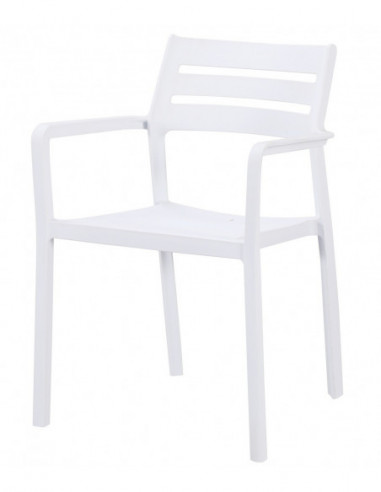Sillón MADEIRA, apilable, polipropileno blanco