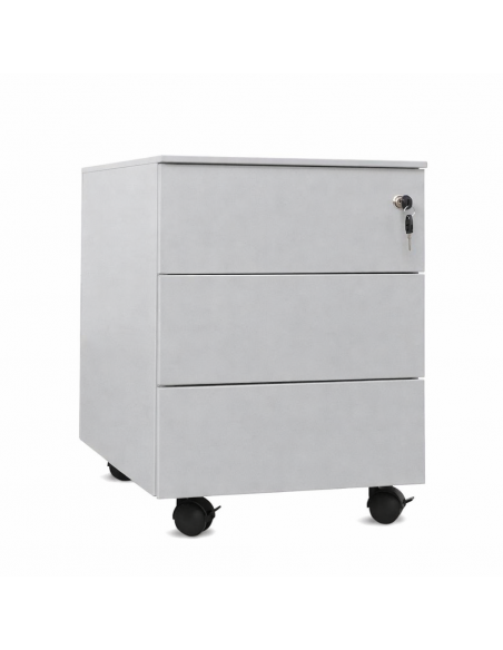 Cajonera metálica OLIMPO 3C, ruedas, 3 cajones, gris ral 7035.