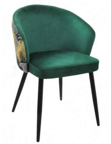 Silla LYDIA, metal, tapizado velvet verde con...