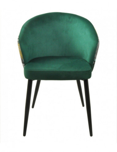Silla LYDIA, metal, tapizado velvet verde con...
