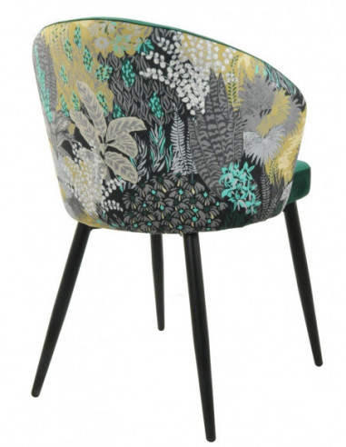 Silla LYDIA, metal, tapizado velvet verde con...