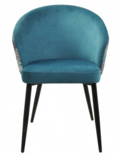 Silla LYDIA, metal, tapizado velvet azul con respaldo...