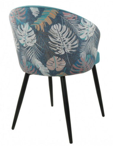 Silla LYDIA, metal, tapizado velvet azul con...