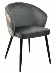 Silla LYDIA, metal, tapizado velvet gris con respaldo...