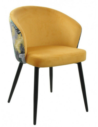 Silla LYDIA, metal, tapizado velvet amarillo...