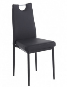 Silla AROSA, apilable, metal, similpiel negra