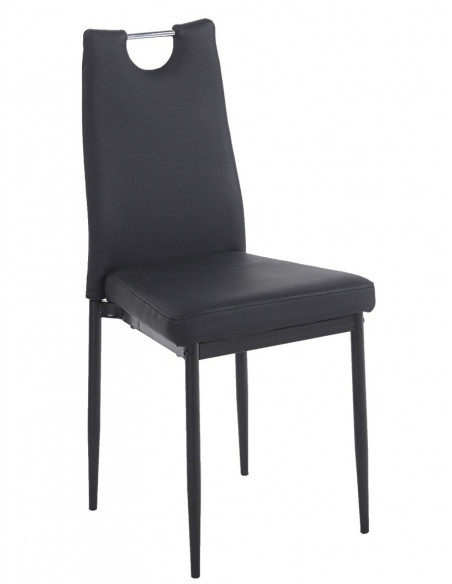Silla AROSA, apilable, metal, similpiel negra