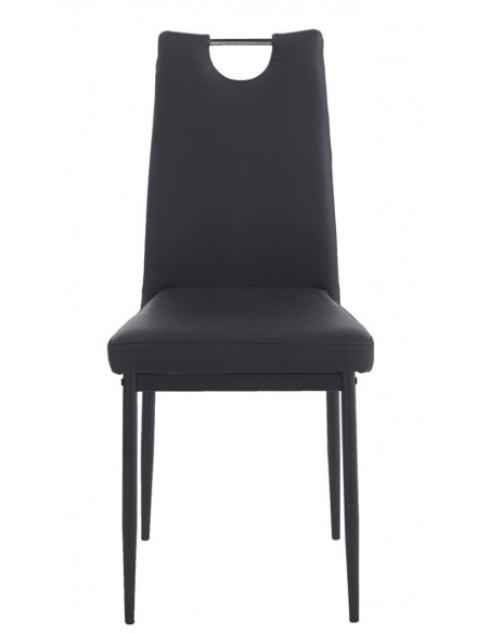 Silla AROSA, apilable, metal, similpiel negra