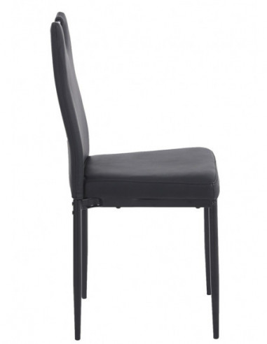 Silla AROSA, apilable, metal, similpiel negra