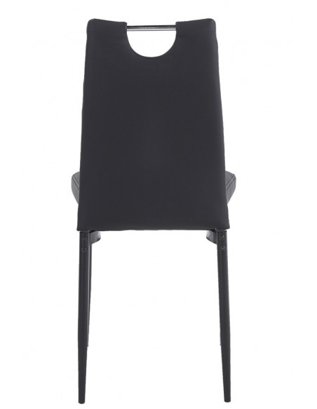 Silla AROSA, apilable, metal, similpiel negra
