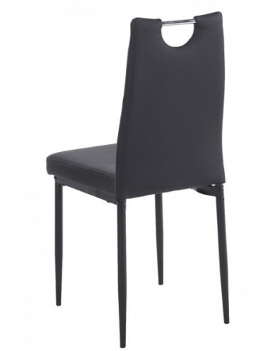 Silla AROSA, apilable, metal, similpiel negra