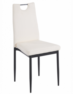 Silla AROSA, apilable, metal, similpiel blanca