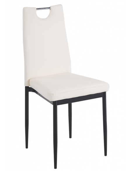 Silla AROSA, apilable, metal, similpiel blanca