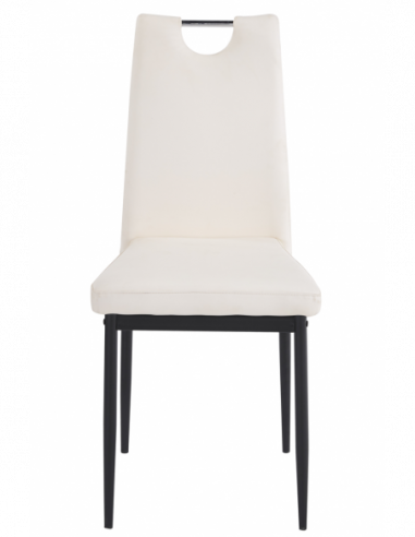 Silla AROSA, apilable, metal, similpiel blanca