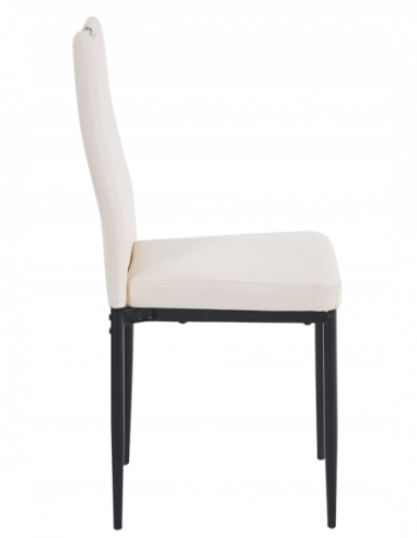 Silla AROSA, apilable, metal, similpiel blanca