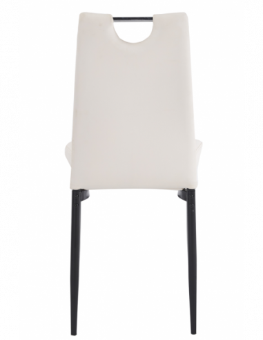 Silla AROSA, apilable, metal, similpiel blanca