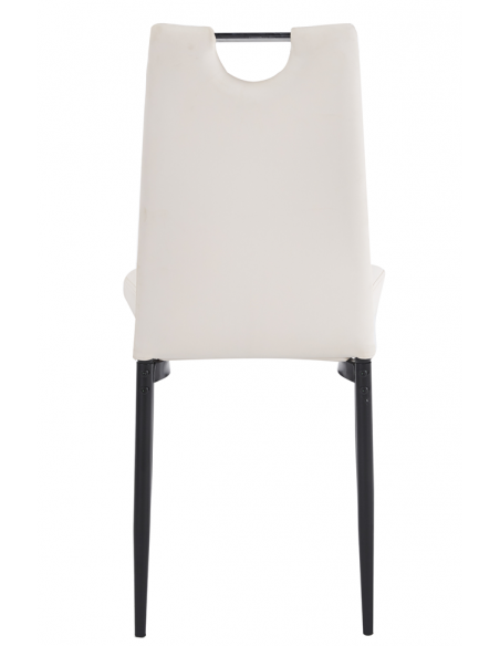 Silla AROSA, apilable, metal, similpiel blanca