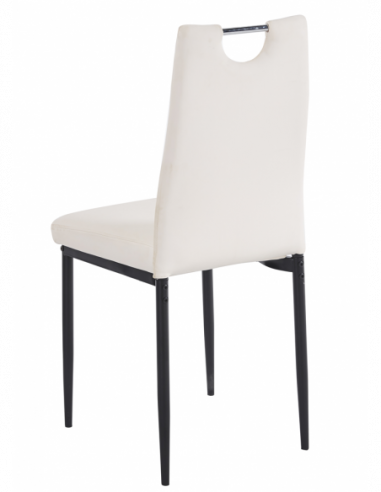 Silla AROSA, apilable, metal, similpiel blanca