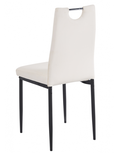 Silla AROSA, apilable, metal, similpiel blanca