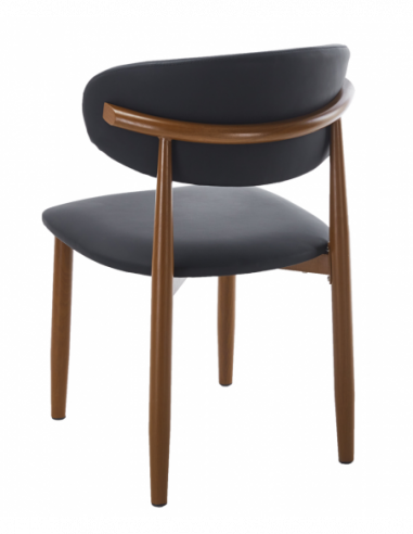 Silla DACHAU, metal acabado de color madera,...