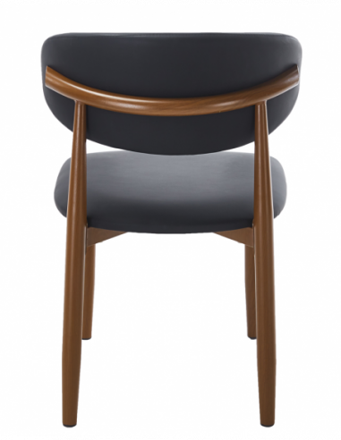 Silla DACHAU, metal acabado de color madera,...