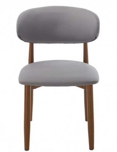 Silla DACHAU, metal acabado de color madera,...