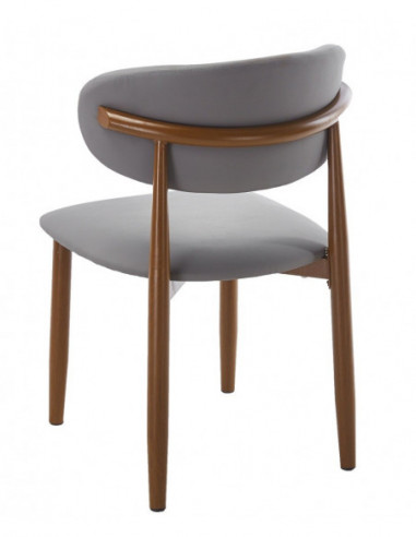 Silla DACHAU, metal acabado de color madera,...