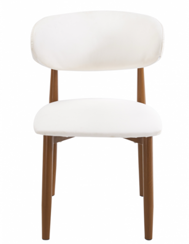 Silla DACHAU, metal acabado de color madera,...