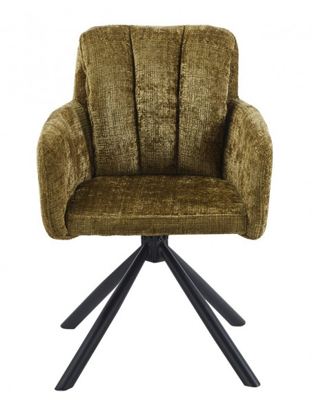 Sillón VADUZ, metal, giratorio, tapizado tejido cremona verde