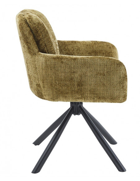 Sillón VADUZ, metal, giratorio, tapizado tejido cremona verde