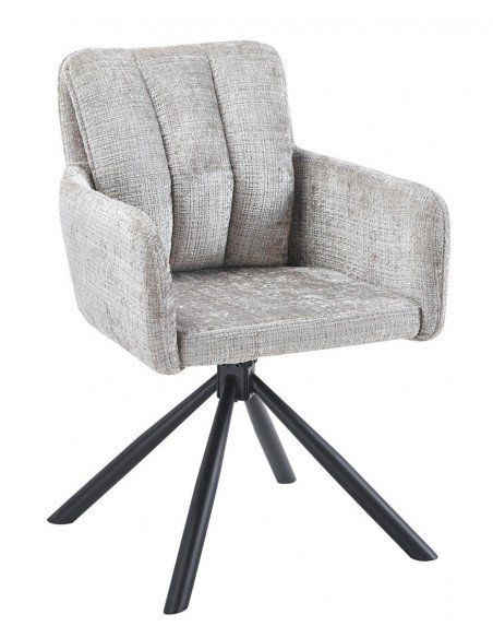 Sillón VADUZ, metal, giratorio, tapizado tejido cremona gris