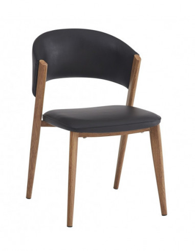 Silla CALABRIA, metal acabado de color madera,...