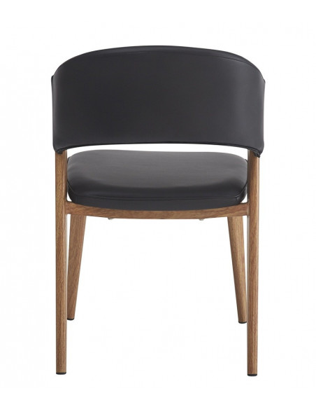 Silla CALABRIA, metal acabado de color madera, similpiel negra
