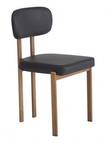 Silla MESINA, metal acabado de color madera,...