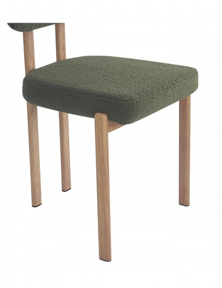 Silla MESINA, metal acabado de color madera, tejido bouclé verde oscuro 23