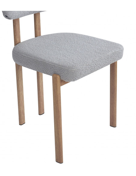 Silla MESINA, metal acabado de color madera, tejido bouclé gris 24