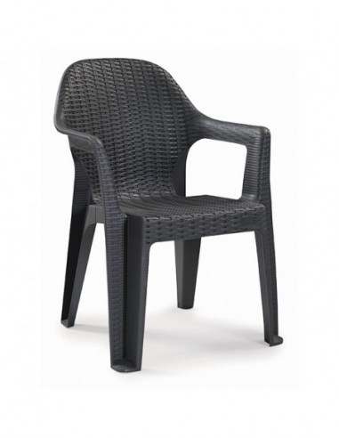 Sillón CIES, apilable, polipropileno antracita