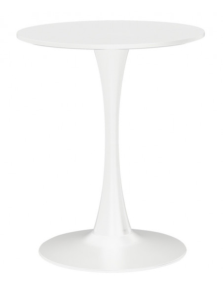 Mesa TUL (SI), base de metal, tapa lacada blanca, 60 cms de diámetro